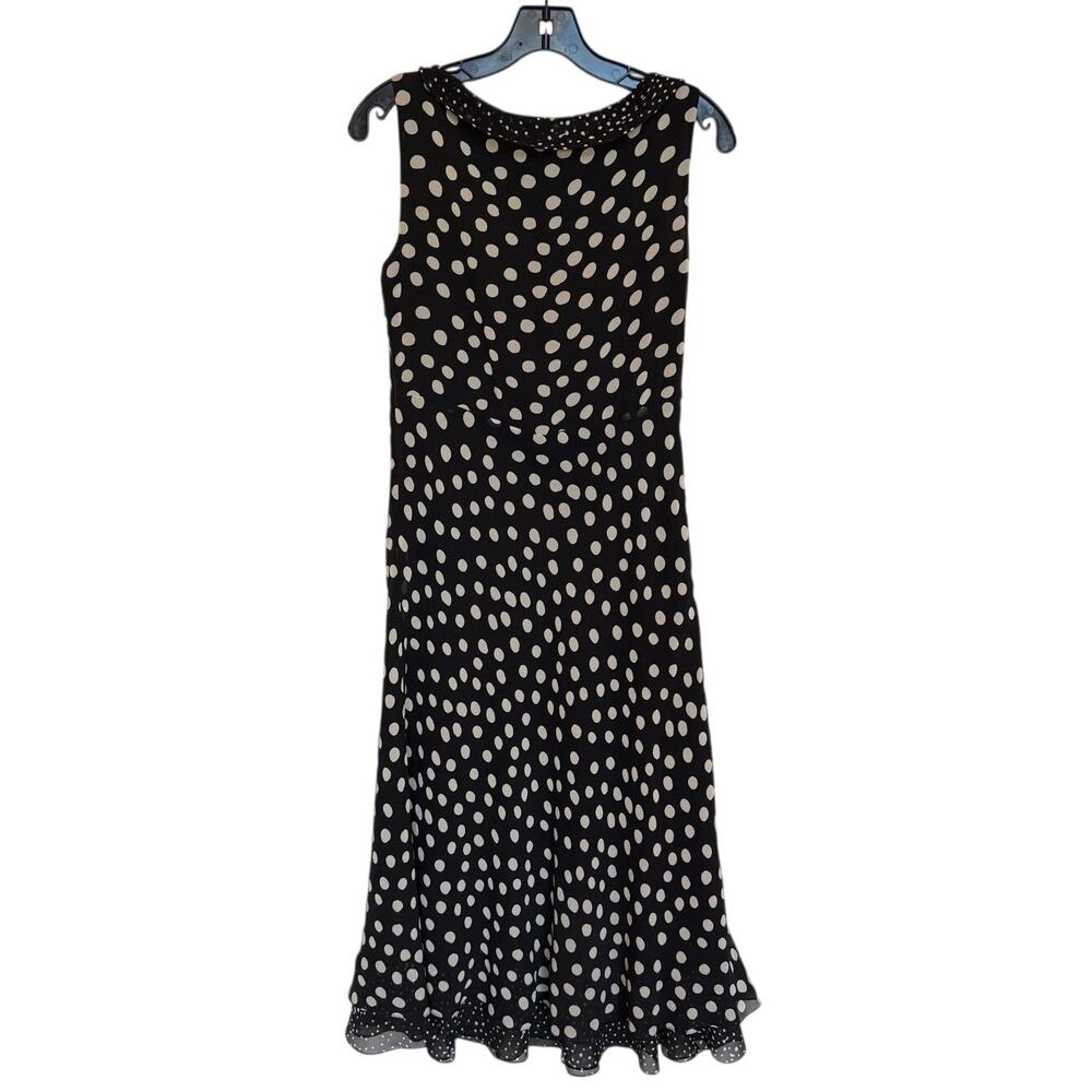 Cynthia Howie Vintage Silk Polka Dot Bias Cut Layered Midi Dress with Tie size 6 - Picture 4 of 13